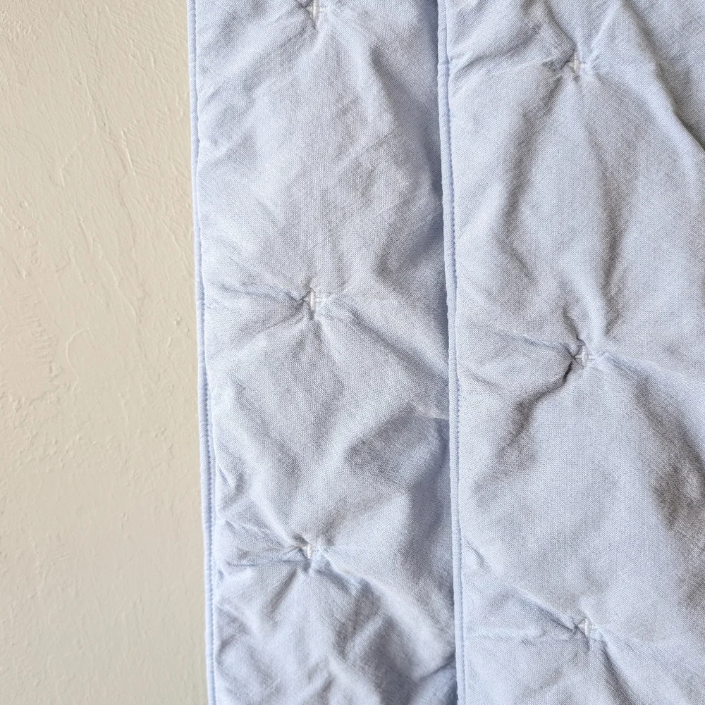 West Elm Light Blue Matelassé Quilted Pillow Covers 20x36 Puckered Cloud King